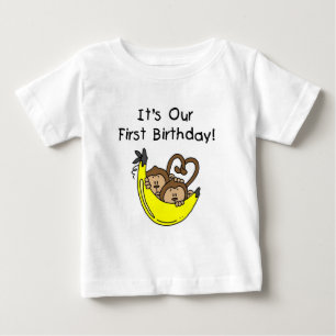Twin Boys 1st Birthday Monkey Tshirts and Gifts