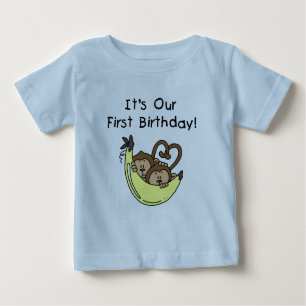 Twin Boys 1st Birthday Monkey Tshirts and Gifts