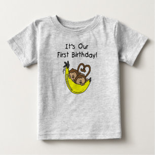 Twin Boys 1st Birthday Monkey Tshirts and Gifts