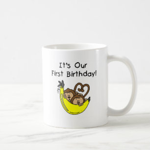 Twin Boys 1st Birthday Monkey Tshirts and Gifts Coffee Mug