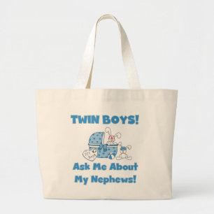 Twin Boys Ask About My Nephew Large Tote Bag