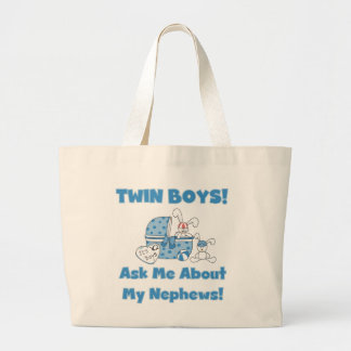 Twin Boys Ask About My Nephew Large Tote Bag