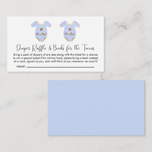Twin Boys Baby Shower Diaper Raffle Books for Baby Enclosure Card
