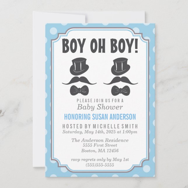 Twin Boys Baby Shower Invitation (Front)