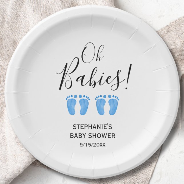 Twin Boys' Baby Shower Paper Plate (Creator Uploaded)