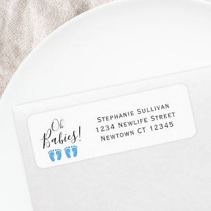 Twin Boys' Baby Shower Return Address