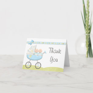 Twin Boys Baby Shower Thank You Card