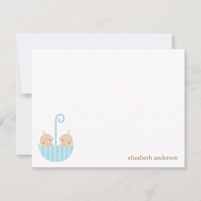 Twin Boys Baby Shower Thank You Cards (Front)