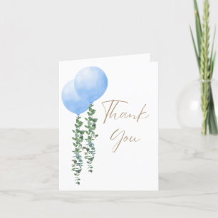 Twin Boys Blue Balloon Baby Boy Watercolor Thank You Card