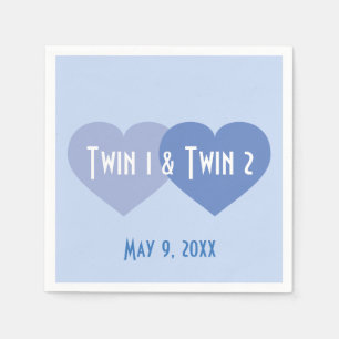 Twin Boys Blue Hearts Napkin