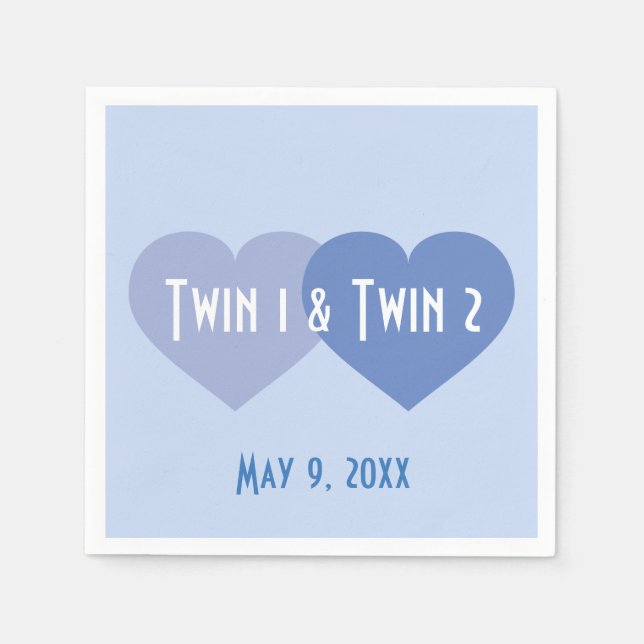 Twin Boys Blue Hearts Napkin (Front)