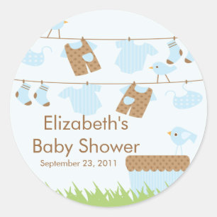 Twin Boys Clothesline Baby Shower Sticker