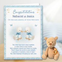 Twin Boys Cute Geese Congratulations Card