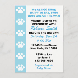 Twin Boys - Dog Themed Baby Shower Invitations