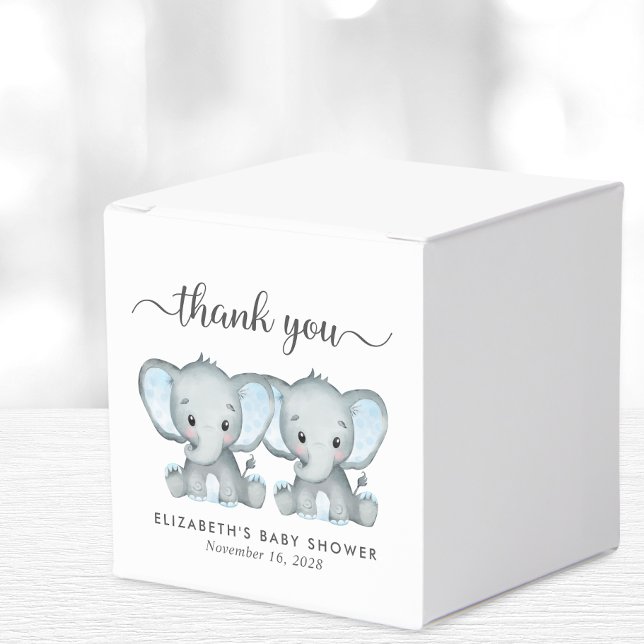 Twin Boys Elephants Baby Shower Thank You Favour Box (Creator Uploaded)