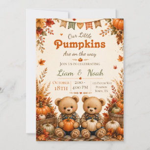 Twin Boys Fall Baby Shower Little Pumpkins Invitation