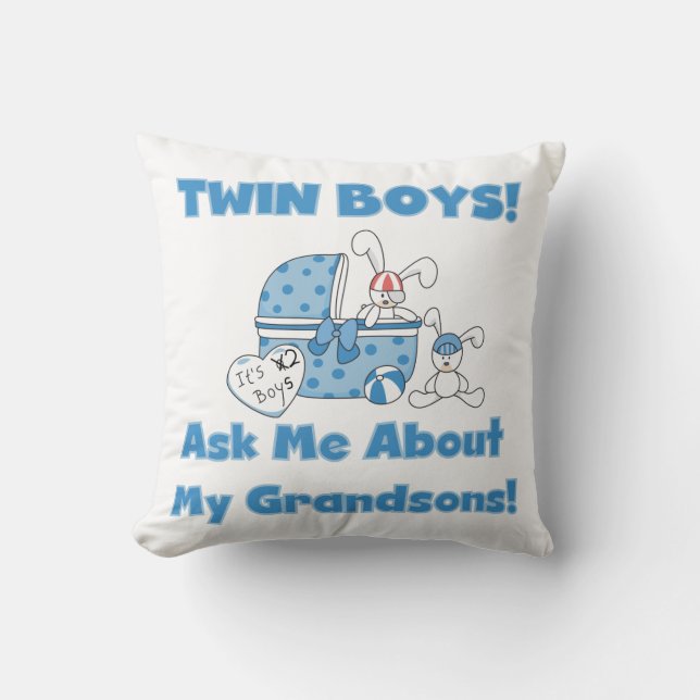 Twin Boys Grandsons Gifts Cushion (Front)