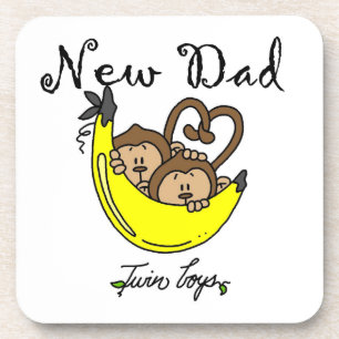 Twin Boys Monkeys New Dad Gifts Coaster