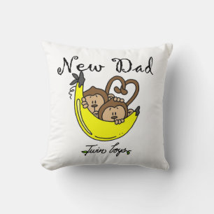 Twin Boys Monkeys New Dad Gifts Cushion