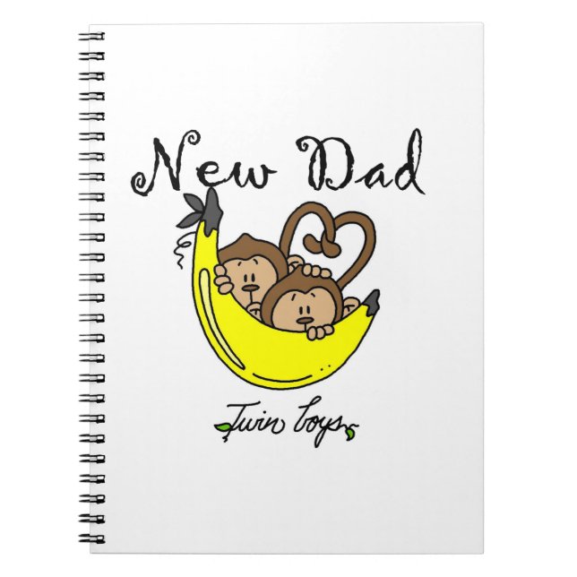 Twin Boys Monkeys New Dad Gifts Notebook (Front)