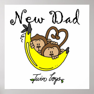 Twin Boys Monkeys New Dad Gifts Poster