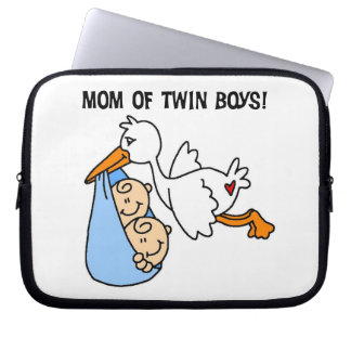Twin Boys Mum Stork Gifts Laptop Sleeve