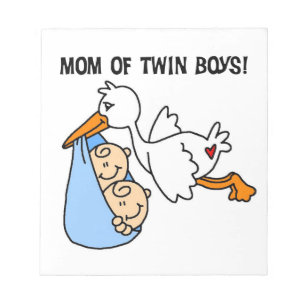 Twin Boys Mum Stork Gifts Notepad
