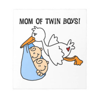 Twin Boys Mum Stork Gifts Notepad