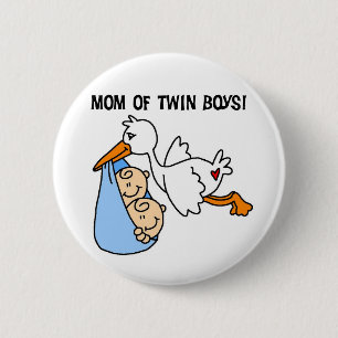 Twin Boys Mum-Stork Tshirts and Gifts 6 Cm Round Badge
