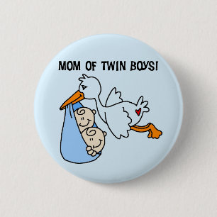 Twin Boys Mum-Stork Tshirts and Gifts 6 Cm Round Badge