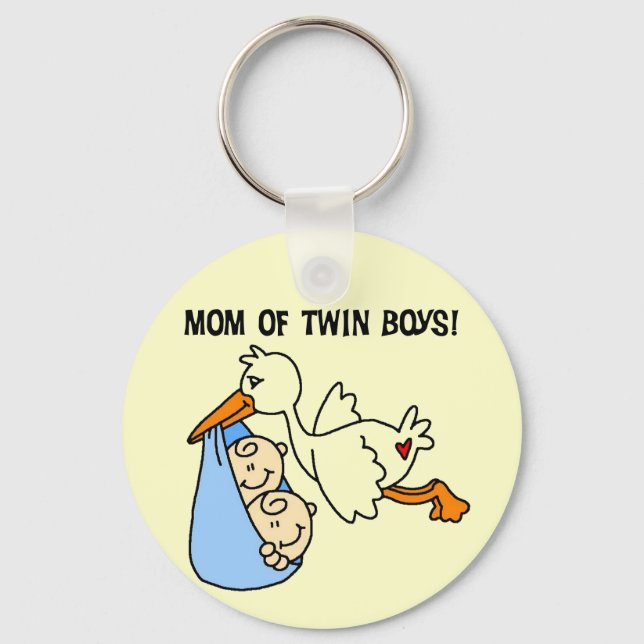 Twin Boys Mum-Stork Tshirts and Gifts Key Ring (Front)