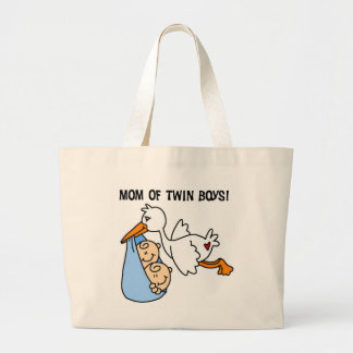 Twin Boys Mum-Stork Tshirts and Gifts Large Tote Bag