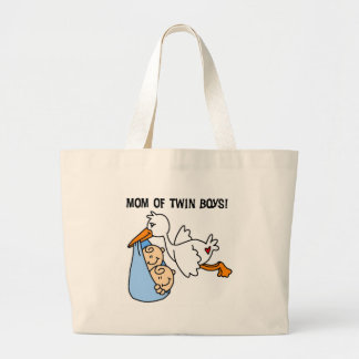Twin Boys Mum-Stork Tshirts and Gifts Large Tote Bag