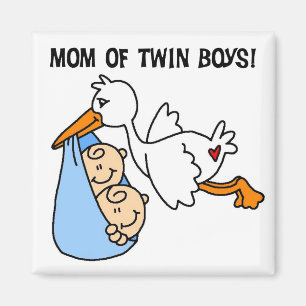 Twin Boys Mum-Stork Tshirts and Gifts Magnet