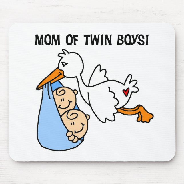 Twin Boys Mum-Stork Tshirts and Gifts Mouse Pad (Front)