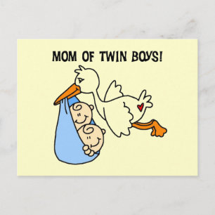 Twin Boys Mum-Stork Tshirts and Gifts Postcard