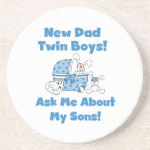 Twin Boys New Dad Gifts Coaster