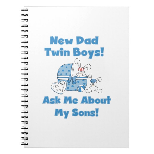 Twin Boys New Dad Gifts Spiral Notebook (Front)