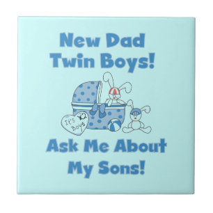 Twin Boys New Dad Gifts Tile