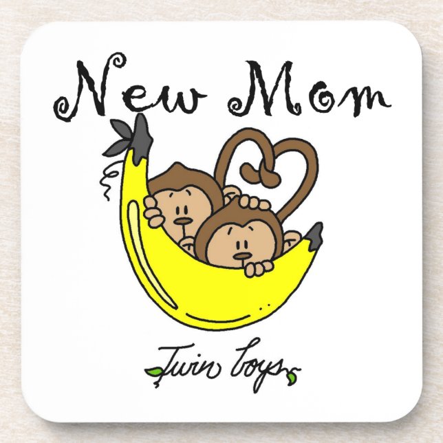 Twin Boys New Mum Gifts Coaster (Front)