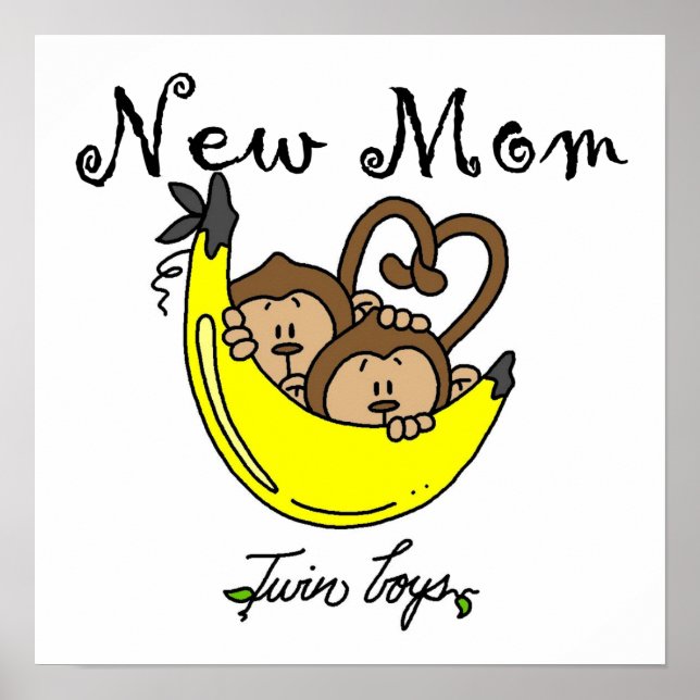 Twin Boys New Mum Gifts Poster (Front)