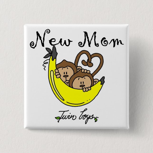 Twin Boys New Mum Tshirts and Gifts 15 Cm Square Badge (Front)