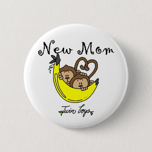 Twin Boys New Mum Tshirts and Gifts 6 Cm Round Badge
