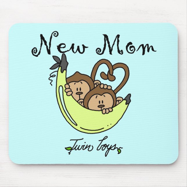 Twin Boys New Mum Tshirts and Gifts Mouse Pad (Front)