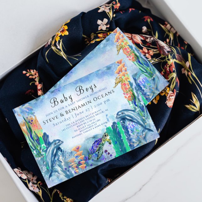 Twin Boys OceanSea Animals Baby Shower Invitation  (Creator Uploaded)