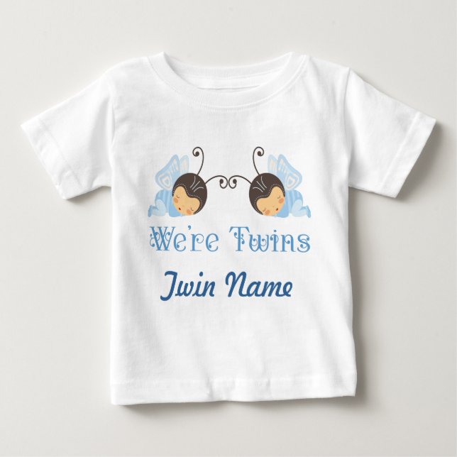 Twin Boys Personalised Sleeping Babies T-shirt (Front)
