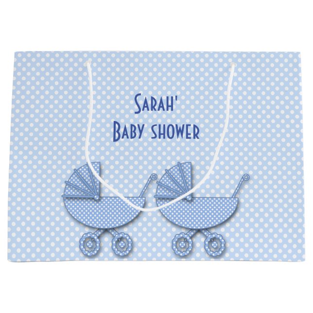 twin boys polka dots large gift bag (Front)