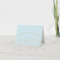 Twin Boys thank you note, blue gold stars