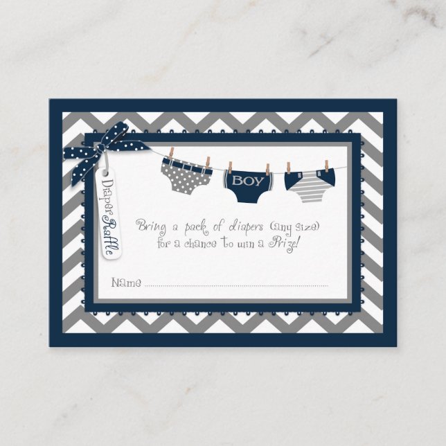 Twin Boys Tie Bow-tie Diaper Raffle Ticket Enclosure Card (Front)