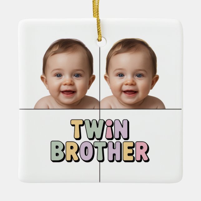 Twin brother baby  ceramic ornament (Front)